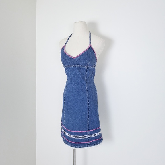 Vintage GUESS denim mini dress halter - Picture 8 of 10